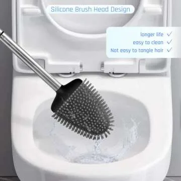 Sellemer Toilet Brush Flexible Silicone Head for Easy Cleaning