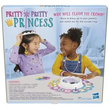 Pretty Pretty Princess Board Game, Classic Jewelry Dress-Up Games for Kids, Family Games for 2-4 Pla...