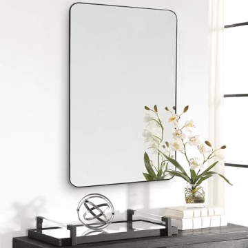CULER Black Bathroom Wall Mirror,24 x 36 Inch Rectangle Vanity Modern Tempered Glass Mirror for Bedr...