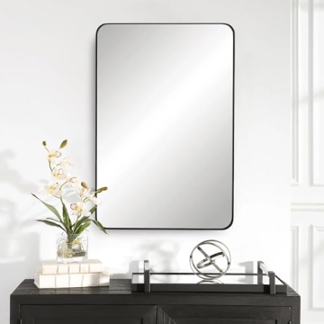 CULER Black Bathroom Wall Mirror,24 x 36 Inch Rectangle Vanity Modern Tempered Glass Mirror for Bedroom,Living Room,Entryway (24x36 Inch, Black)