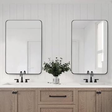 CULER Black Bathroom Wall Mirror,24 x 36 Inch Rectangle Vanity Modern Tempered Glass Mirror for Bedroom,Living Room,Entryway (24x36 Inch, Black)