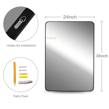 CULER Black Bathroom Wall Mirror,24 x 36 Inch Rectangle Vanity Modern Tempered Glass Mirror for Bedroom,Living Room,Entryway (24x36 Inch, Black)