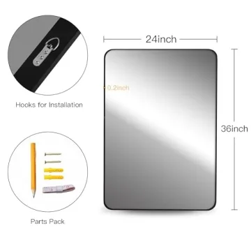 CULER Black Bathroom Wall Mirror,24 x 36 Inch Rectangle Vanity Modern Tempered Glass Mirror for Bedroom,Living Room,Entryway (24x36 Inch, Black)