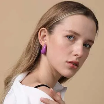 Apsvo Purple Chunky Gold Hoop Earrings for Women