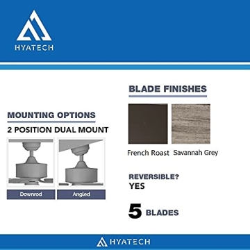 HYATECH 52 Inch Modern Ceiling Fan with Light Remote