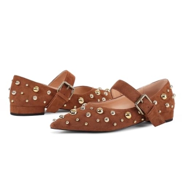 Stylish TRKYYK Women’s Studded Pointed Flats Shoes