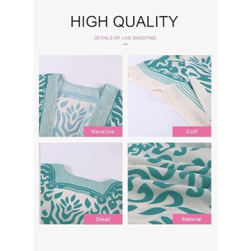 Dokotoo Womens Fashion Female Print Open Front Short Sleeve Kimonos Pom Pom Trim Tassel Split Cardigans Oversized Beach Swimsuit Coverup Swim Bikini Loose Cover up Swimwear Green