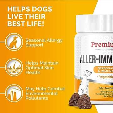 PREMIUM CARE Itch Relief for Dogs - 120 Allergy Chews for Dogs - Anti Itch Seasonal Support for Pets...
