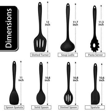 Kitchen Cooking Utensils Set of 7, P&P CHEF Heat-proof Cooking Utensil Kitchen Spatula for Nonstick ...