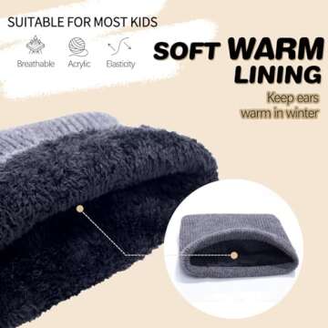 Kids Winter Knitted Infinity Scarf Polar Fleece Neck Warmer (Pink)