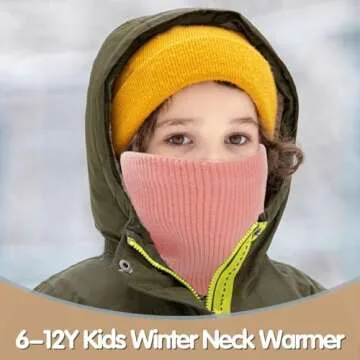 Kids Winter Knitted Infinity Scarf Neck Warmer Pink
