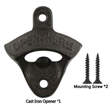 SMOQIO Bottle Opener Wall Mounted,Beer Wall mounte Bottle Opener,Wine Metal Bottle Opener Outddor and Indoor,Cast iron 1pc