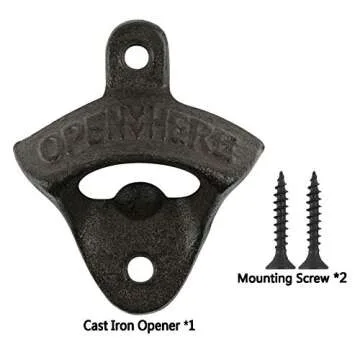 SMOQIO Bottle Opener Wall Mounted,Beer Wall mounte Bottle Opener,Wine Metal Bottle Opener Outddor and Indoor,Cast iron 1pc