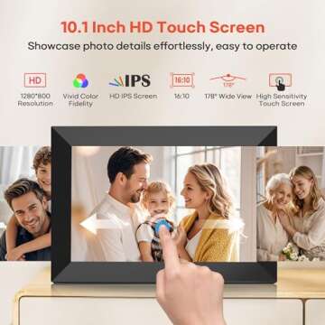 Frameo 10.1 Inch WiFi Digital Picture Frame with 32GB Memory, 1280 x 800 IPS Touch Screen Smart Electronic Photo Frame, Wall Mountable, Auto-Rotate, Share Photos/Videos Via Frameo App from Anywhere