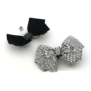 HZYFPOY 2Pcs Women Sparkle Bow Detachable Shoe Clips Removable Shoe Buckles Decorative Shoes Accessories for Wedding party