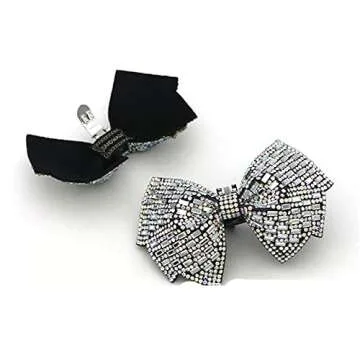 HZYFPOY 2Pcs Women Sparkle Bow Detachable Shoe Clips Removable Shoe Buckles Decorative Shoes Accessories for Wedding party
