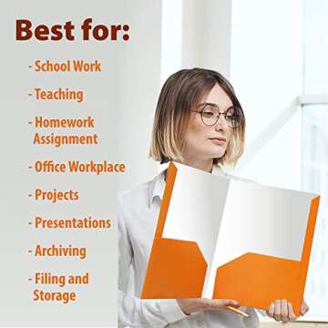 Bulk Colorful Paper Folders with Pockets Heavy Duty Wholesale Pocket Folders for 3 Ring Binder (50 Folders in 6 Colors)