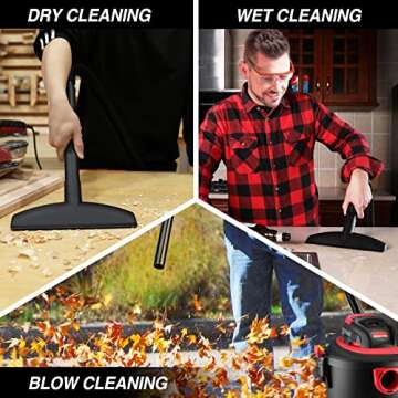 Shop-Vac 5 Gallon 2.0 Peak HP Wet/Dry Vacuum, Portable Compact Shop Vacuum with Collapsible Handle &...