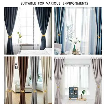 XDerlin Curtain Tiebacks Clips VS Strong Magnetic Tie Band Home Office Decorative Drapes Weave Holdbacks Holders European for Blackout Sheer Window Treatment (Gold Bright)