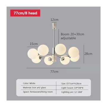 AaYka Modern LED Pendant Light Ceiling Pendant Light Living Room Bedroom Kitchen White Glass Globe P...