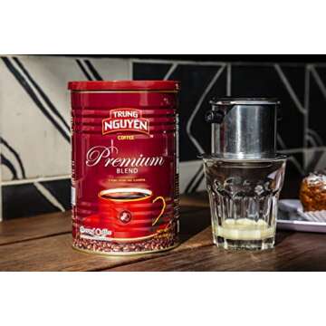 Trung Nguyen — Premium Blend — Roasted Ground Coffee Blend — Strong and Bold — Arabica & Robusta — Chocolate Flavor — Vietnamese Coffee 1 Can (15 oz)