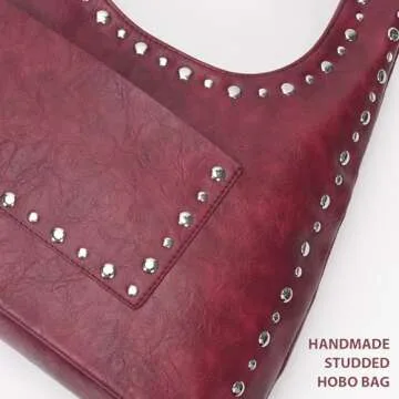 YFGBCX Vegan Leather Hobo Bag Vintage Tote Bag Studded Purses for Women Y2K Purse Fall Stud Crescent Shoulder Bag