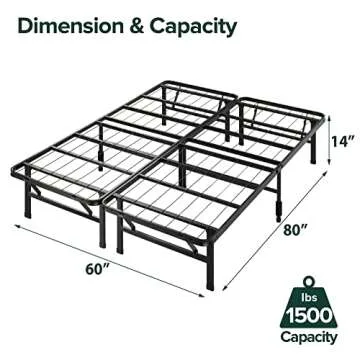 ZINUS SmartBase Tool-Free Assembly Mattress Foundation, 14 Inch Metal Platform Bed Frame, No Box Spring Needed, Sturdy Steel Frame, Underbed Storage, Queen
