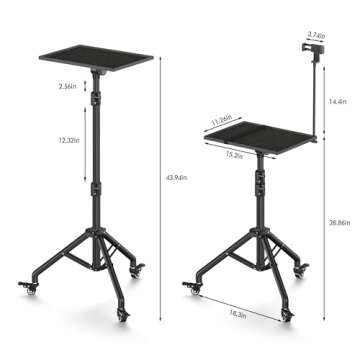 Versatile Projector Stand with Wheels - Adjustable & Portable