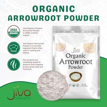 Jiva Organics Organic Arrowroot Flour (Powder) 2 Pound Bag - Raw, Non-GMO, Gluten Free