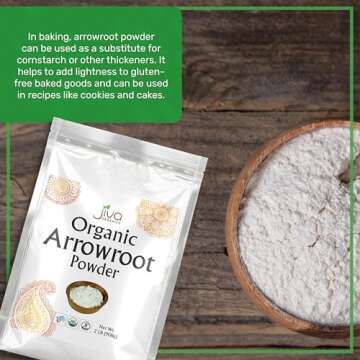 Jiva Organics Organic Arrowroot Flour (Powder) 2 Pound Bag - Raw, Non-GMO, Gluten Free