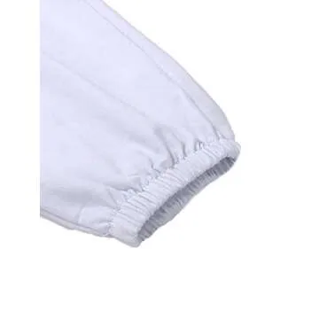 Women's Cinch Bottom Sweatpants Pockets High Waist Sporty Gym Athletic Fit Jogger Pants Lounge Trousers(A-a-White, M)