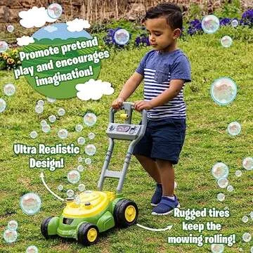 John Deere Bubble Lawn Mower for Toddlers, Bubble Blowing Machines, Indoor and Outdoor Gardening Toy, Birthday, Party Favor for Preschool Girls and Boys, No Batteries Required, 2+