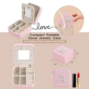 Nymtavia Birthday Gifts For Women, Initial Jewelry Box, Travel Jewelry Case, Gifts for Wife Girlfriend, Small Travel Jewelry Organizer, Gift for Girls, Graduation Gifts for Her, Bridesmaid Gifts