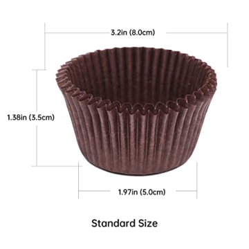 Brown Cupcake Liners - 200pcs Food-Grade Baking Supplies