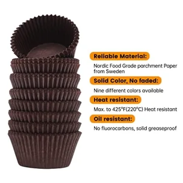 Brown Cupcake Liners - 200pcs Food-Grade Baking Supplies