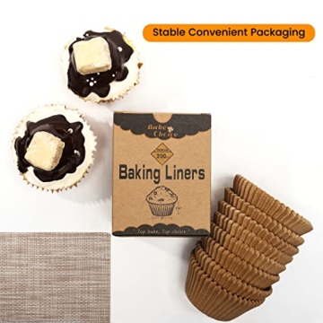 Brown Cupcake Liners - 200pcs Food-Grade Baking Supplies