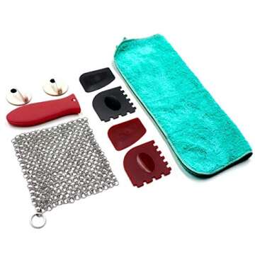 LIVEHITOP 9-Piece Cast Iron Cookware Cleaning Set