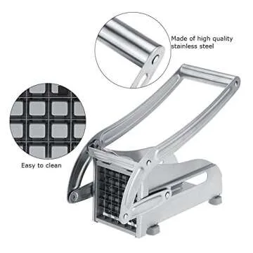 Fdit Stainless Steel Potato Cutter French Fry Cutter Veg Slicer Potato Chipper Home Kitchen Tool for Vegetable Fruit