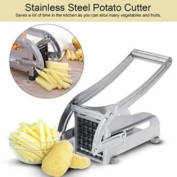 Fdit Stainless Steel Potato Cutter French Fry Cutter Veg Slicer Potato Chipper Home Kitchen Tool for Vegetable Fruit