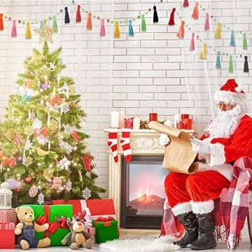 Syhood 3 Pcs Colorful Rainbow Boho Tassel Garland Pom Pom Classroom Garland Tassel Each 50'' Boho Decorative Banner for Baby Shower Kid Nursery Wall Decor Photography Prop(Rich Colors)