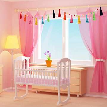 Syhood 3 Pcs Colorful Rainbow Boho Tassel Garland Pom Pom Classroom Garland Tassel Each 50'' Boho Decorative Banner for Baby Shower Kid Nursery Wall Decor Photography Prop(Rich Colors)