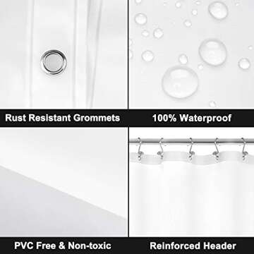 Barossa Design Clawfoot Tub Shower Curtain with 12 Magnets - 36 Metal Hooks Included, 180" W x 70" H...