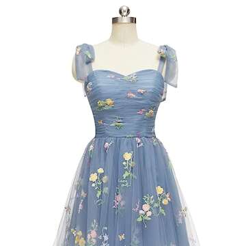 Short Tulle Homecoming Dresses 2023 for Teens Spaghetti Strap Flower Embroidery Prom Dresses for Women Knee Length Mini Prom Cocktail Gowns Green Us4