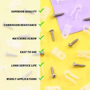 Swpeet 60 Pack White Nylon Cable Clips for Wire Management