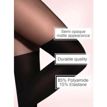 Mila Marutti Mock Suspender Pantyhose for Women | Black Faux Thigh High Stockings | Patterned Fashion Tights - Black, L