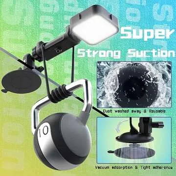 Suction Cup Phone Mount with Rechargeable Light, HzTinT Mirror Phone Holder with Light Shower Bathroom Kitchen, Mirror Tripod for TikTok YouTube Instagram Make Up Pics Video Content Creator