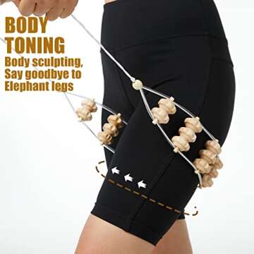 Wood Therapy Massage Tools, Back Massage Rollers Rope, Deep Tissue Wooden Lymphatic Drainage Massager for Body Shaping and Muscle Pain Relief