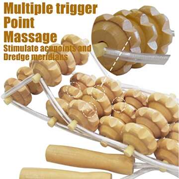 Wood Therapy Massage Tools, Back Massage Rollers Rope, Deep Tissue Wooden Lymphatic Drainage Massager for Body Shaping and Muscle Pain Relief