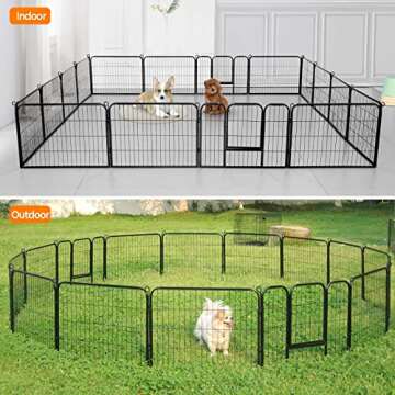 Yaheetech Dog Playpen Indoor, Extra Wide Outdoor Dog Fence Foldable Pet Puppy Exercise Pen for Yard/Garden/RV Camping, 16 Panels 24 Inch Height x 32 Inch Width