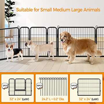 Yaheetech Dog Playpen Indoor, Extra Wide Outdoor Dog Fence Foldable Pet Puppy Exercise Pen for Yard/Garden/RV Camping, 16 Panels 24 Inch Height x 32 Inch Width